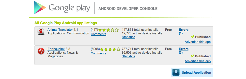 Android Developer Console