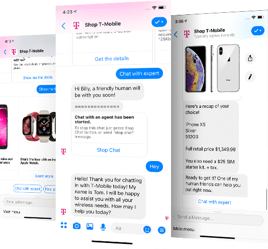 Generated a Facebook audience of 650K+ users with customer support & lead generation T-Mobile bot - Generated a Facebook audience of 650K+ users with customer support & lead generation T-Mobile bot