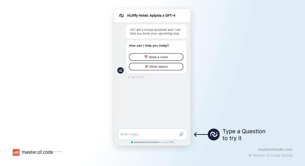 Generative AI Hospitality Chatbot Example: HiJiffy Hotel