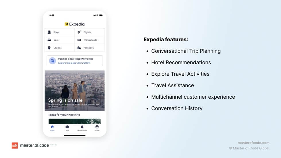 Generative AI Travel Chatbot Example: Expedia